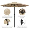 A diagram showing the features of a beige patio umbrella. Produktbild-Vorschau