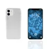 A clear silicone phone case is shown next to a smartphone displaying its lock screen. Produktbild-Vorschau