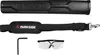 A collection of accessories for a tool, including a protective cover, a shoulder strap, an Allen wrench, and safety glasses. Produktbild-Vorschau