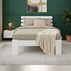 Homestyle4u Holzbett 90x200 Einzelbett mit Lattenrost Weiss Produktbild-Vorschau 3
