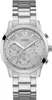 A silver Guess watch with a metal band and a silver dial is shown against a white background. Podgląd zdjęcia produktu