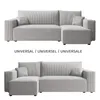 Two views of a light gray sectional sofa with a corduroy texture, shown against a white background. Produktbild-Vorschau