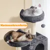 Two cats are resting on a multi-level cat tree. Podgląd zdjęcia produktu