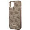 A brown Guess branded iPhone 14 Plus case with a gold trim around the camera cutout. Podgląd zdjęcia produktu