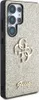 A close-up, angled view of a gold glitter phone case with the Guess logo and branding. Podgląd zdjęcia produktu