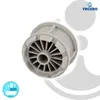A close-up product shot of a gray faucet aerator insert with a white background and graphic elements. Produktbild-Vorschau