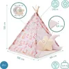 Mamabrum Kinder Tipi Zelt Rosa mit Matte, Kissen & LED – Produktbild-Vorschau 6