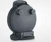A dark gray circular cord reel with a handle on top, two round protruding elements resembling eyes, and a black rectangular base with a power cord and plug. Anteprima dell’immagine prodotto