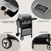 Collage of a gas grill with close-up views of its features and labels. Produktbild-Vorschau