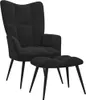 A black velvet armchair and matching ottoman are shown against a white background. Náhľad obrázku produktu