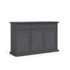 A dark gray sideboard with three doors and three drawers, shown against a white background. Produktbild-Vorschau