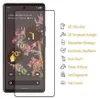 A screen protector is shown next to a smartphone displaying a wallpaper and app icons. Feature list is on the right. Produktbild-Vorschau