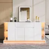 Merax Hochglanz Sideboard mit 2 Glasvitrinen, Kommode mit Produktbild-Vorschau 3