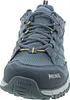 A close-up front view of a blue hiking shoe. Voir les images du produit