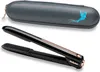 A black BaByliss hair straightener with rose gold accents and a gray storage case with a blue bird design. Produktbild-Vorschau