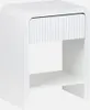 A white nightstand with a fluted drawer front and an open shelf. Produktbild-Vorschau