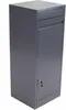 A gray metal parcel box with a mail slot and a locked door. Produktbild-Vorschau