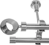Edelstahl Look Gardinenstange Ø 20mm Deckenträger 2-läufig Produktbild-Vorschau 1