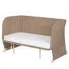 A beige baby crib/bed with a white mattress, shown from a side-angle. Náhľad obrázku produktu