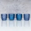 4er Set Windlicht H7,5cm Glas Blau Teelichthalter Tischdeko Produktbild-Vorschau 2