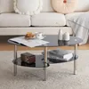 A modern living room setting with a couch and a glass coffee table. Podgląd zdjęcia produktu