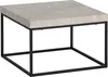 A square coffee table with a stone-look top and black metal legs, presented against a white background. Anteprima dell’immagine prodotto