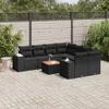 Design 9-tlg. Garten-Sofagarnitur mit Kissen Schwarz Poly Produktbild-Vorschau 1