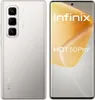 A split image showing the front and back of a white Infinix Hot 50 Pro smartphone. Produktbild-Vorschau