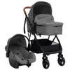 vidaXL 3-in-1 Kinderwagen Hellgrau und Schwarz Stahl Produktbild-Vorschau 8
