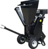 A black chipper shredder with two wheels and a tow bar, shown against a white background. Produktbild-Vorschau