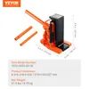 A product shot of an orange hydraulic jack with dimensions and specifications displayed. Náhled obrázku produktu