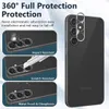 A collage of images showing a phone case and its features, with a phone on the right. Produktbild-Vorschau