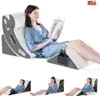 A collage of images showing a woman using an orthopedic pillow set in various positions for reading, relaxing, and sleeping. Anteprima dell’immagine prodotto