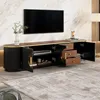 Televízna skrinka Merax z MDF s hnedým sklom, nízka Náhľad obrázku produktu 4