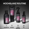 A collection of Redken hair products arranged in a line against a dark gray background, with numbered steps indicating a routine. Anteprima dell’immagine prodotto