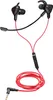 A pair of black and red wired in-ear headphones with a microphone. Produktbild-Vorschau