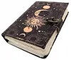 Cahier en cuir vintage, motif Soleil et Lune, 200 pages, Voir les images du produit 1
