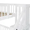A close-up view of a white bunk bed with stairs. Náhled obrázku produktu