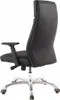 A black leather office chair with a silver base and wheels, shown from a rear-side angle against a white background. Voir les images du produit