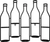 A black metal wine rack shaped like five bottles, mounted on a white background. Produktbild-Vorschau