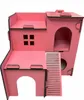 Hamsterhaus Mäusehaus Nagerhaus Holz Rosa 2-stöckig mit Produktbild-Vorschau 2