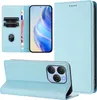 A light blue leather wallet-style phone case for a Blackview Shark 9 5G, shown open and closed, with a phone inside. Produktbild-Vorschau