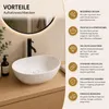 HAGO24 Waschbecken Keramik 410x330x142mm Weiß Schalenform Produktbild-Vorschau 3