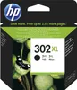 The image shows the packaging of an HP 302XL ink cartridge, featuring a butterfly on a lotus pod. Podgląd zdjęcia produktu