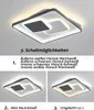 A ceiling light with different lighting modes shown in three separate images, accompanied by text explaining the switching options. Produktbild-Vorschau
