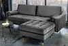 Design Hocker COZY VELVET 80cm grau Samt goldene Füße Produktbild-Vorschau 5