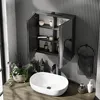 A modern bathroom vanity with a sink and a wall-mounted cabinet. Produktbild-Vorschau