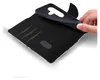 A hand is shown holding open a flip-style phone case, revealing the interior card slots and the phone holder. Produktbild-Vorschau