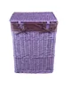A purple wicker laundry basket with a brown fabric liner and bows, shown against a white background. Podgląd zdjęcia produktu