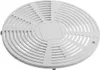 A white circular grate with concentric rings and radial lines, set against a white background. Produktbild-Vorschau